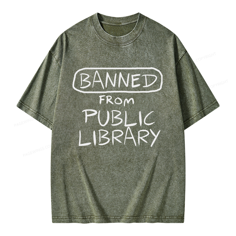 Pagewings Banned From Public Library Unisex Washed T-shirt