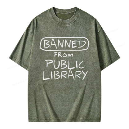 Pagewings Banned From Public Library Unisex Washed T-shirt