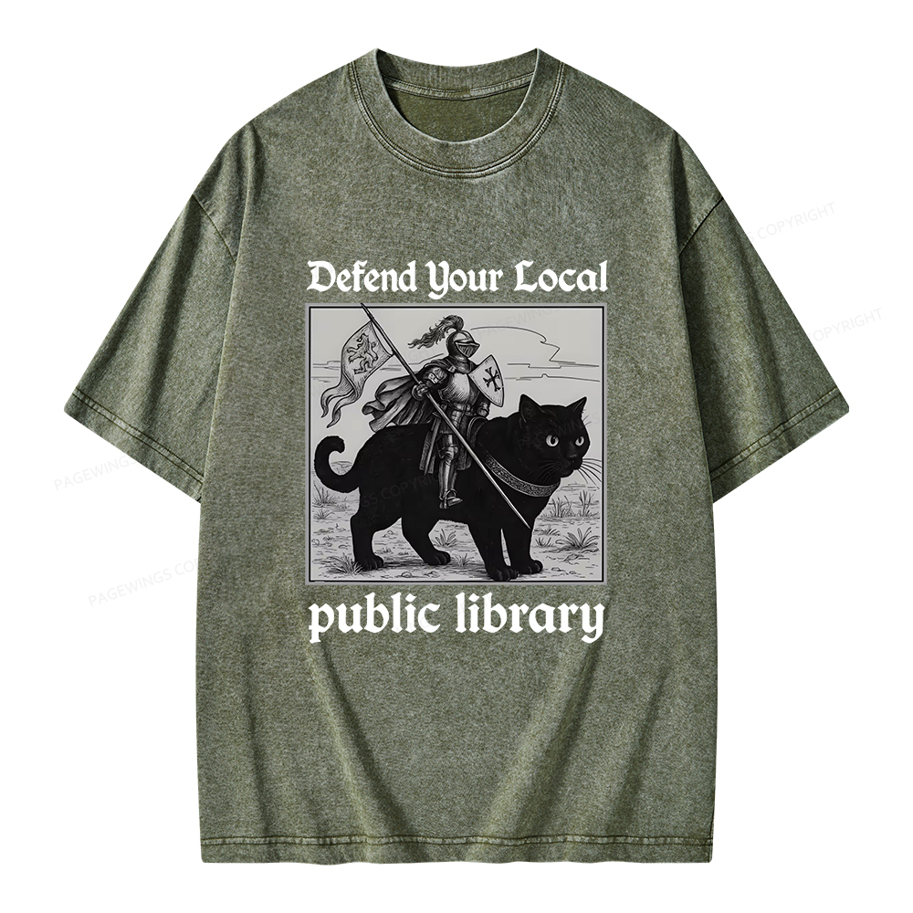 Pagewings Defend Your Local public library Unisex Washed T-shirt