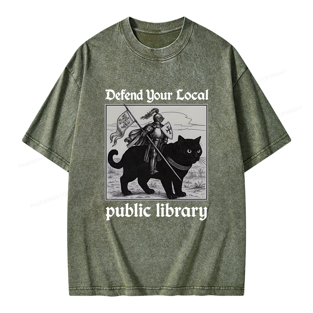 Pagewings Defend Your Local public library Unisex Washed T-shirt