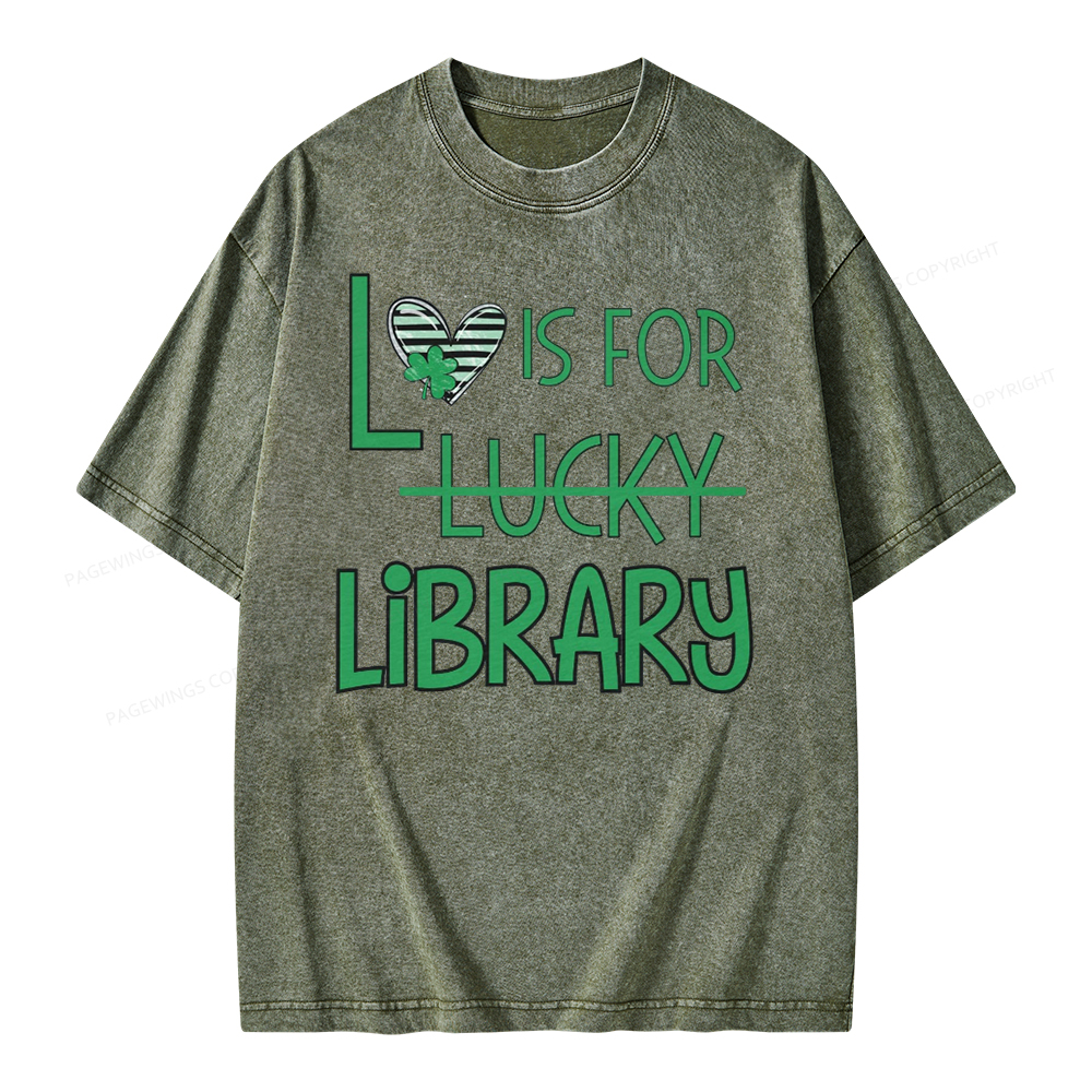 Pagewing St Patricks Day Librarian Tshirt Shirt Unisex Washed T-shirt