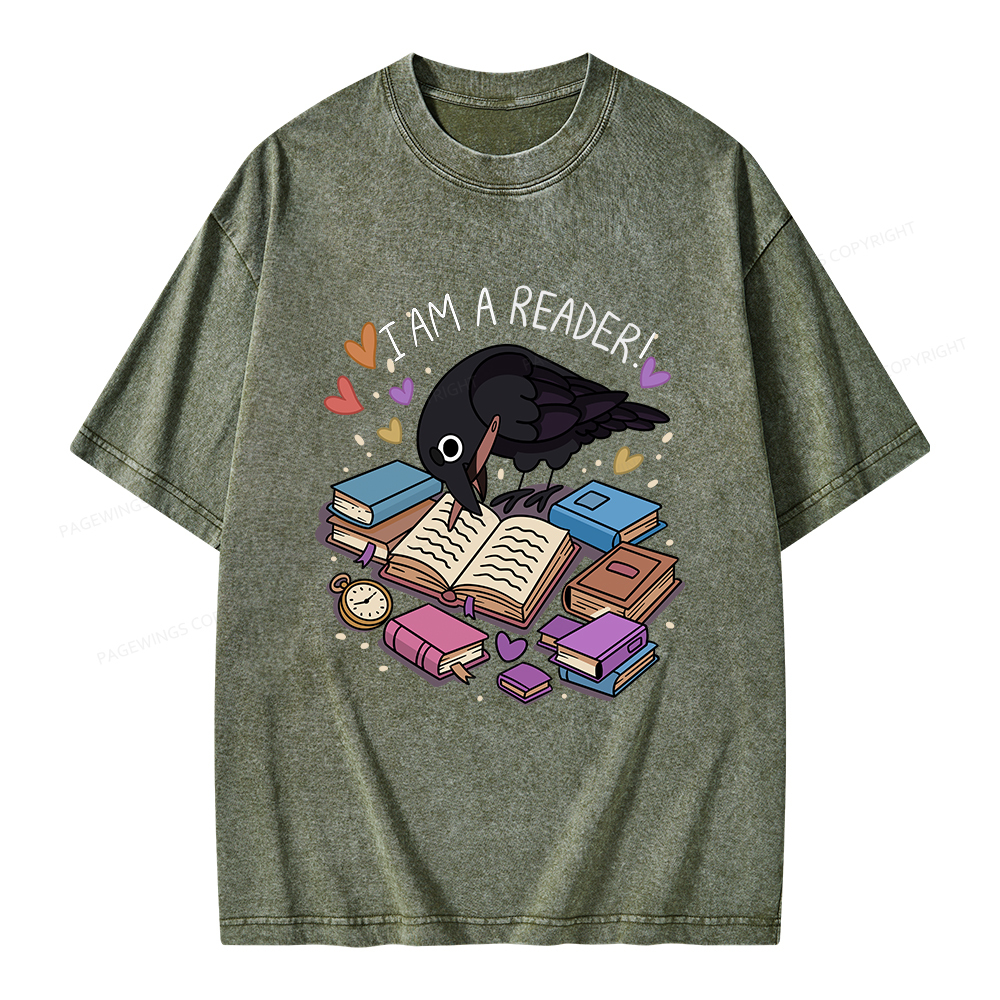 Pagewings I Am An Reader Unisex Washed T-shirt