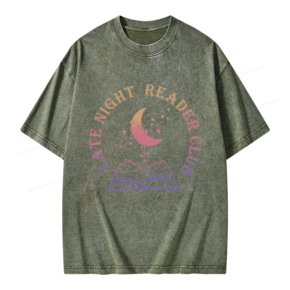 Pagewings Late Night Reader Club Unisex Washed T-shirt