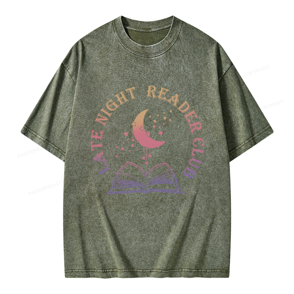 Pagewings Late Night Reader Club Unisex Washed T-shirt