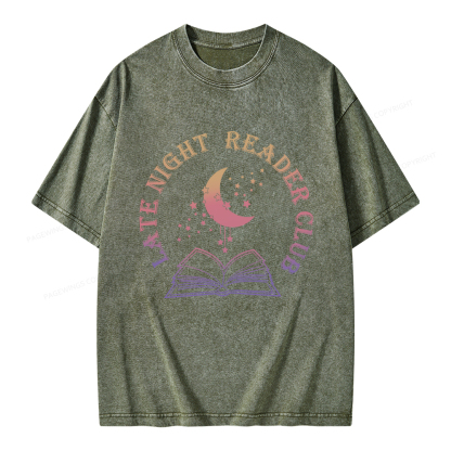 Pagewings Late Night Reader Club Unisex Washed T-shirt