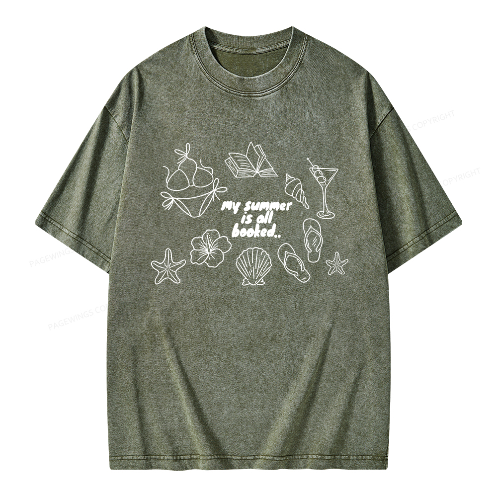 Pagewings My Summer Is All Booked Unisex Washed T-shirt