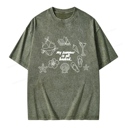 Pagewings My Summer Is All Booked Unisex Washed T-shirt
