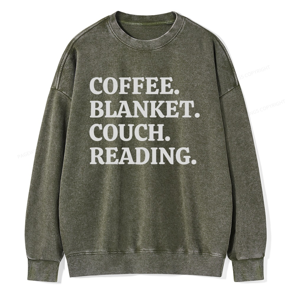 Pagewings Coffee Blanket Couch Reading Unisex Washed Sweatshirt