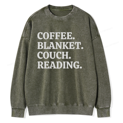 Pagewings Coffee Blanket Couch Reading Unisex Washed Sweatshirt