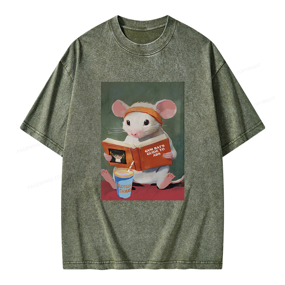 Pagewings Gym Rat's Guide To Abs Unisex Washed T-shirt