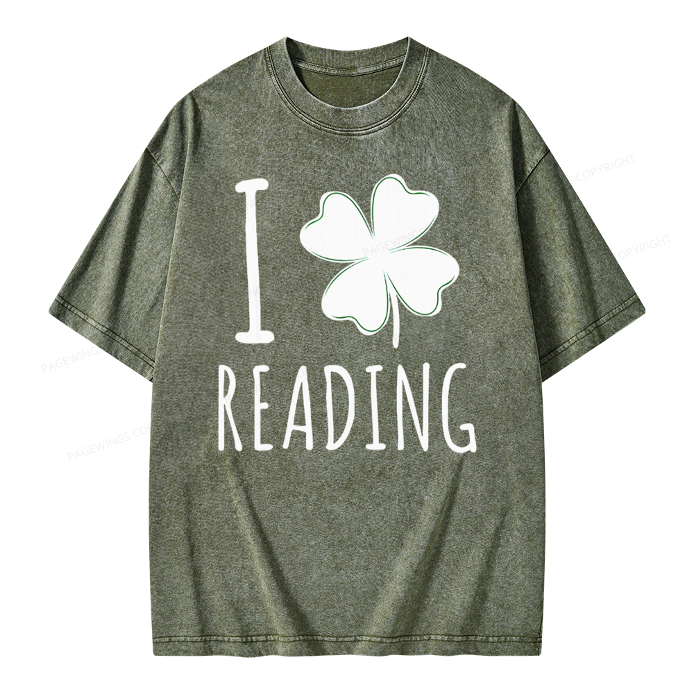 Pagewing St Patricks Day Book Lover Shirt Unisex Washed T-shirt