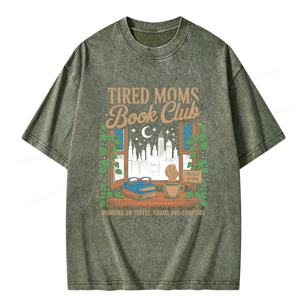 Pagewings Tired Moms Book Club Unisex Washed T-shirt