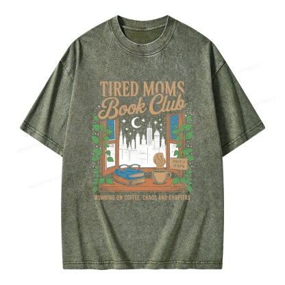 Pagewings Tired Moms Book Club Unisex Washed T-shirt