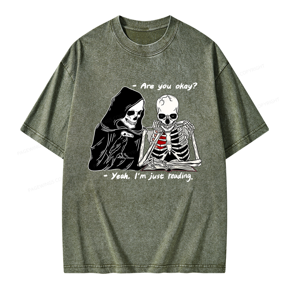 Pagewings Yeah I'm Just Reading Unisex Washed T-shirt