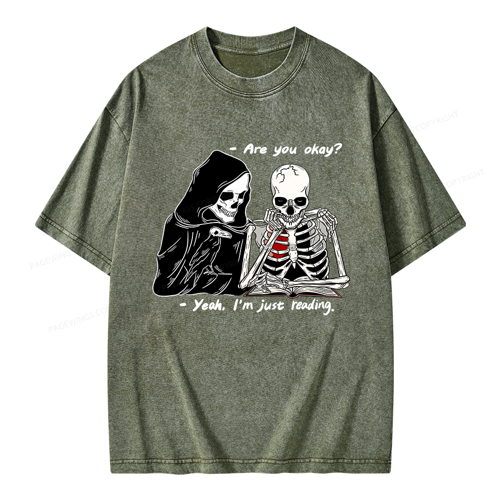 Pagewings Yeah I'm Just Reading Unisex Washed T-shirt