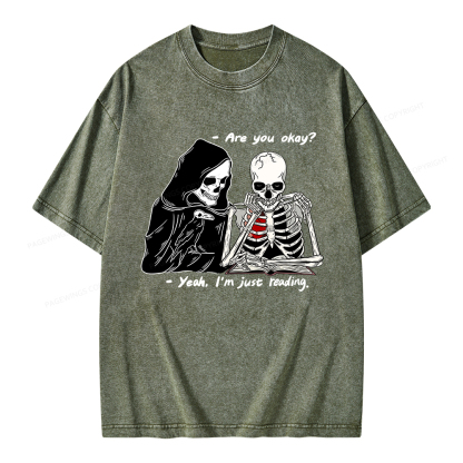 Pagewings Yeah I'm Just Reading Unisex Washed T-shirt