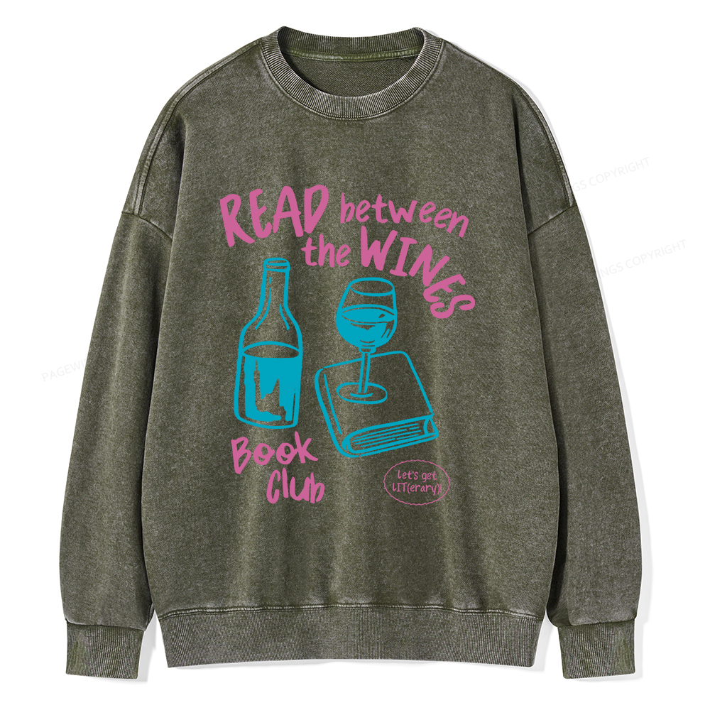 Pagewings Wine Lover Book Club Unisex Washed Sweatshirt