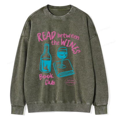 Pagewings Wine Lover Book Club Unisex Washed Sweatshirt