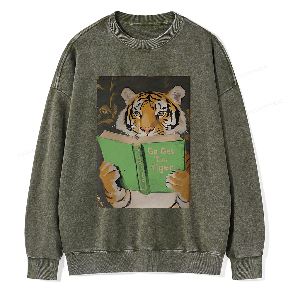 Pagewings Motivational Tiger Unisex Washed Sweatshirt