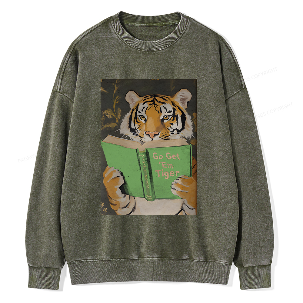 Pagewings Motivational Tiger Unisex Washed Sweatshirt