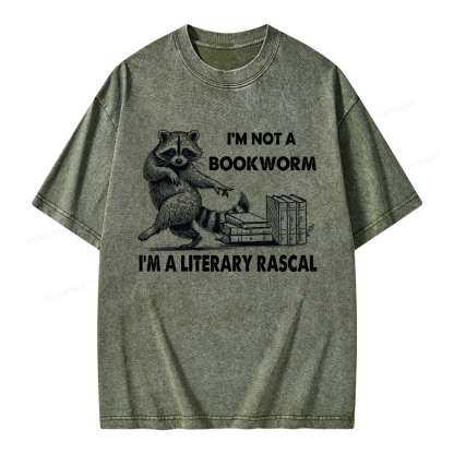 Pagewings I'm Not A Bookworm I'm A Literary Rascal Unisex Washed T-shirt