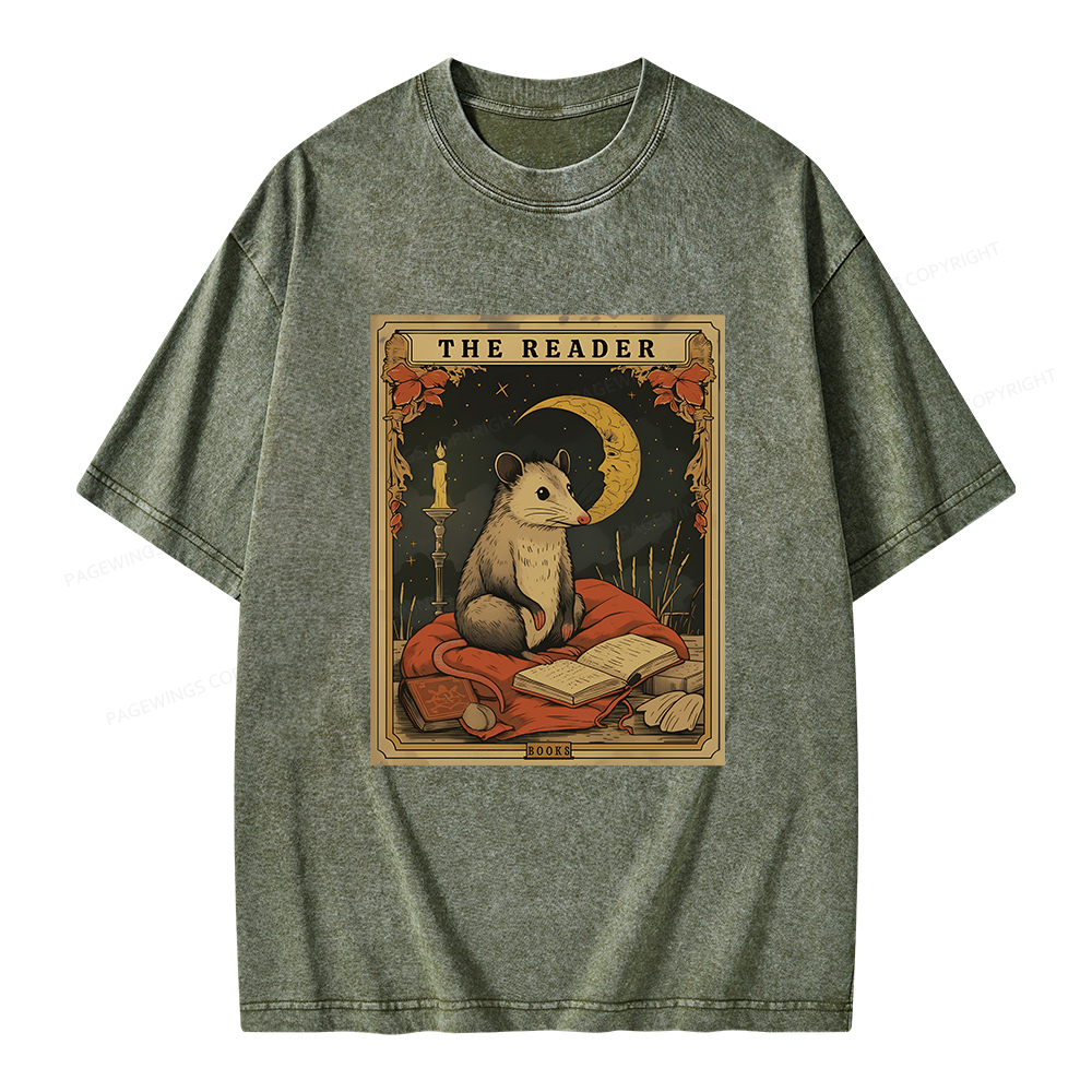 Pagewings The Reader Tarot Card Unisex Washed T-shirt