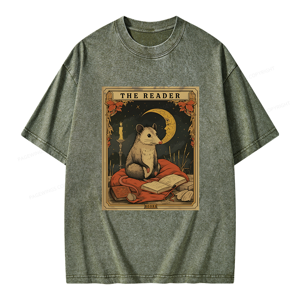 Pagewings The Reader Tarot Card Unisex Washed T-shirt