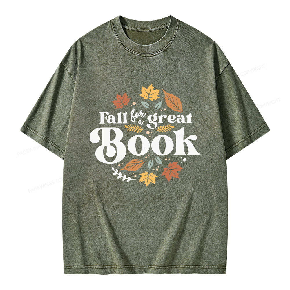Pagewings Thanksgiving Fall For A Great Book Unisex Washed T-shirt