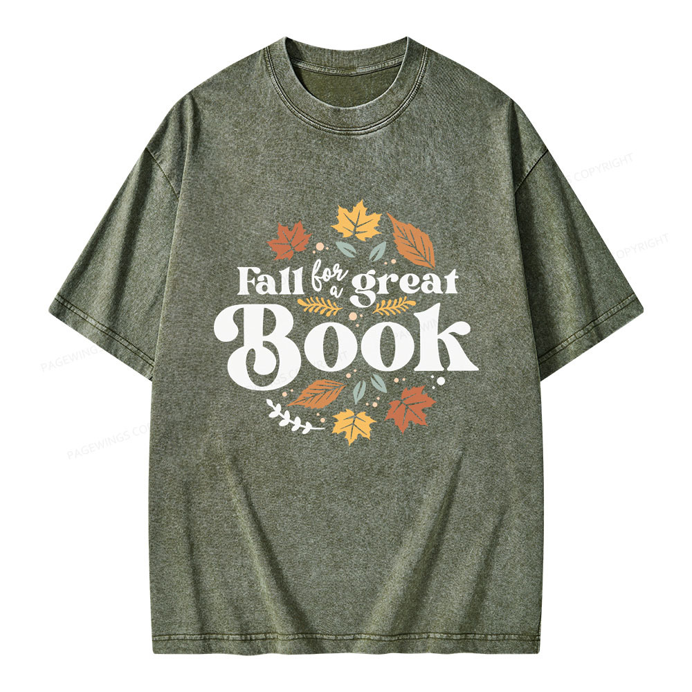 Pagewings Thanksgiving Fall For A Great Book Unisex Washed T-shirt