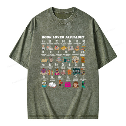 Pagewings Book Lover Alphabet Unisex Washed T-shirt