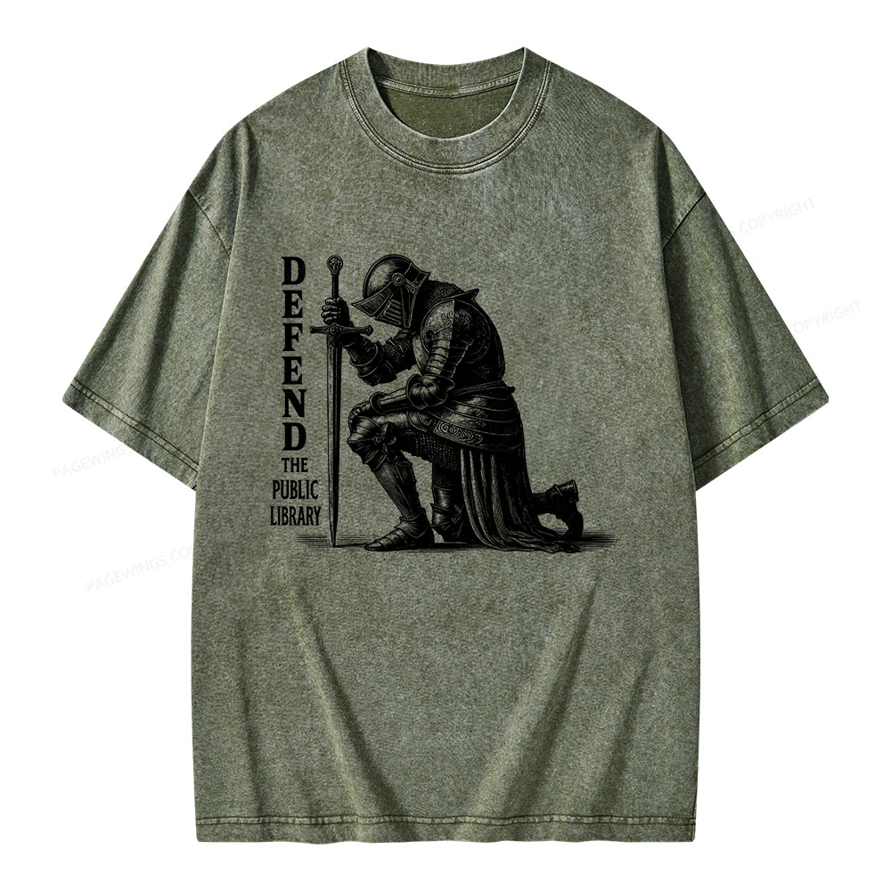 Pagewings Defend the Public Library Unisex Washed T-shirt