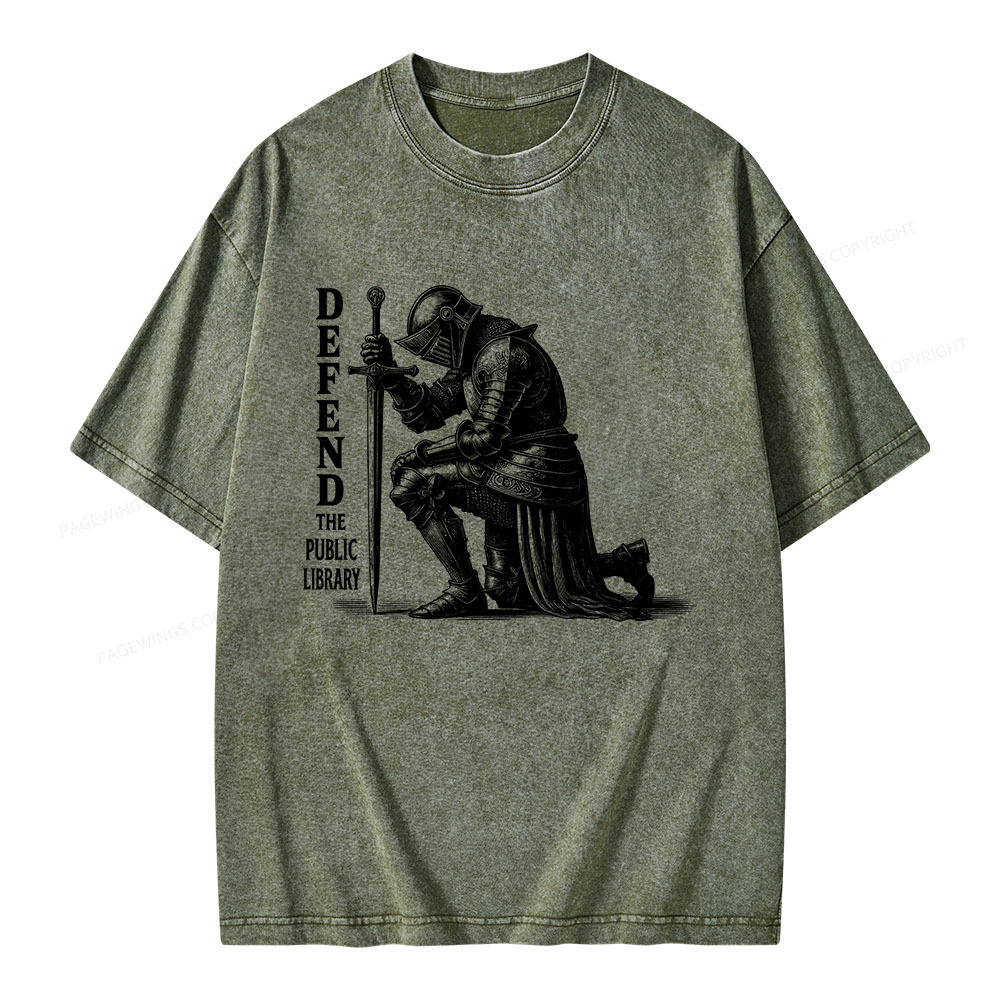 Pagewings Defend the Public Library Unisex Washed T-shirt