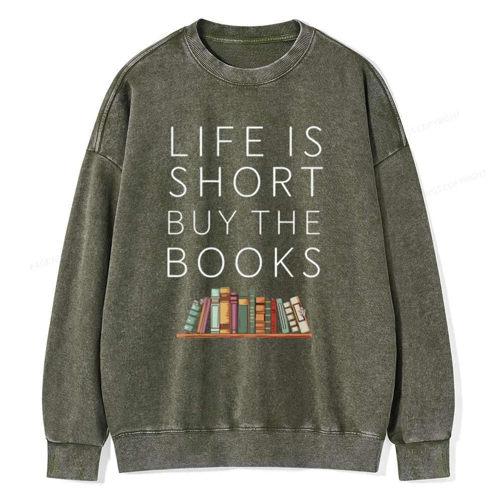 Pagewing Buy The Books Unisex Tee Unisex Washed Sweatshirt