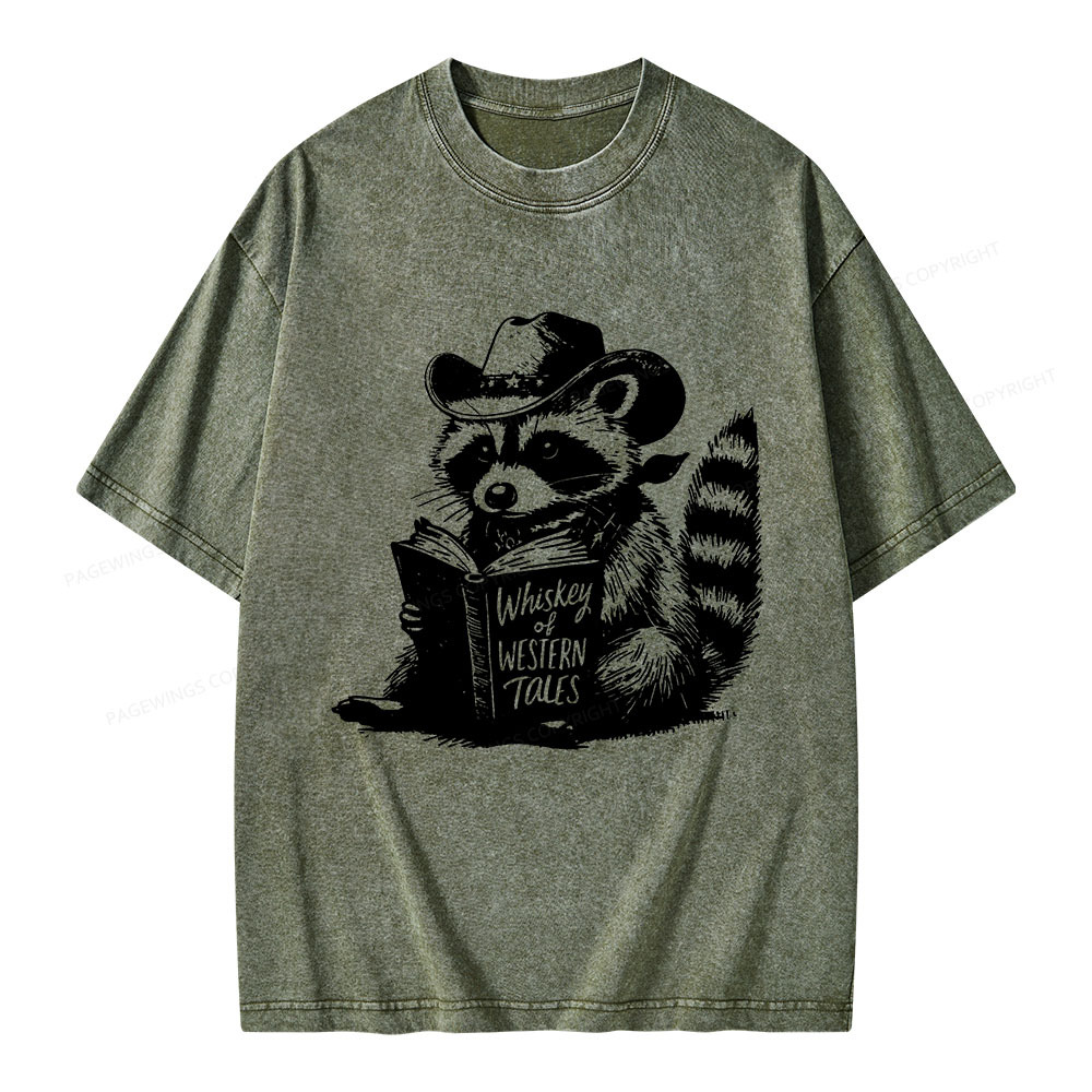 Pagewings Whiskey of Western Tales Unisex Washed T-shirt