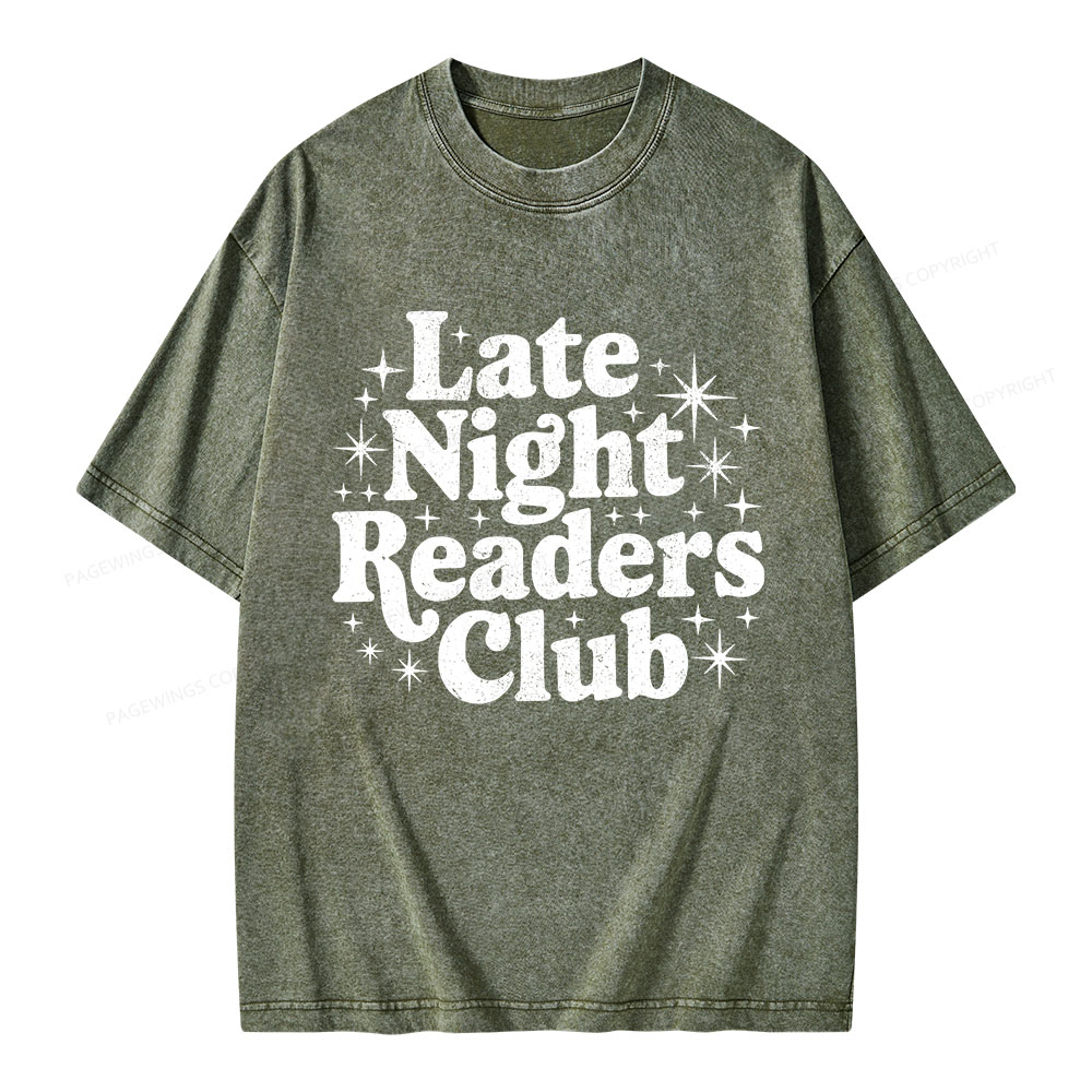 Pagewings Late Night Readers Club Unisex Washed T-shirt