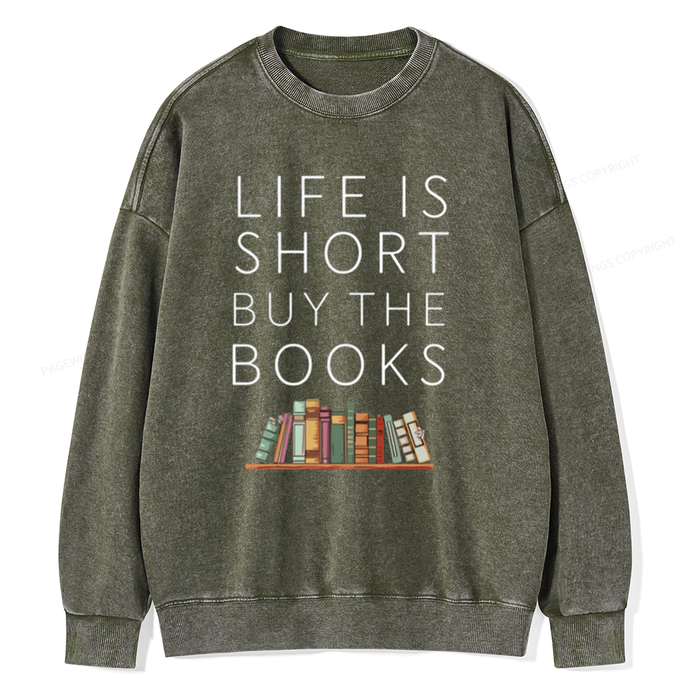 Pagewing Buy The Books Unisex Tee Unisex Washed Sweatshirt