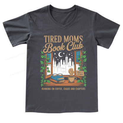 Pagewings Tired Moms Book Club V-neck T-shirt