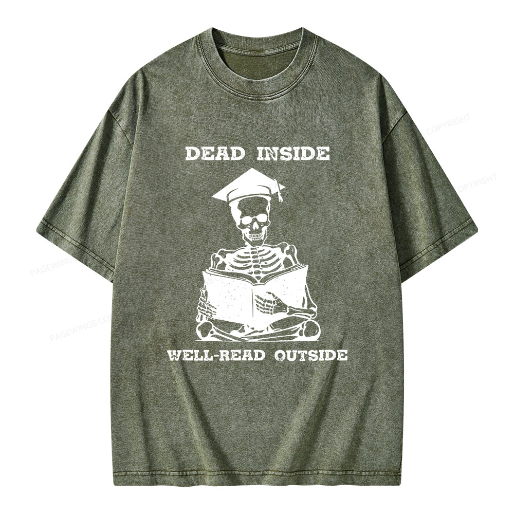 Pagewings Dead Inside Well-Read Outside Unisex Washed T-shirt