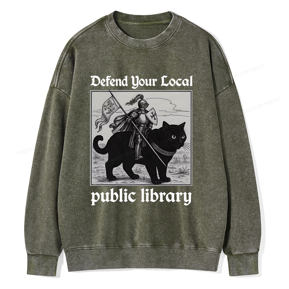 Pagewings Defend Your Local public library Unisex Washed Sweatshirt