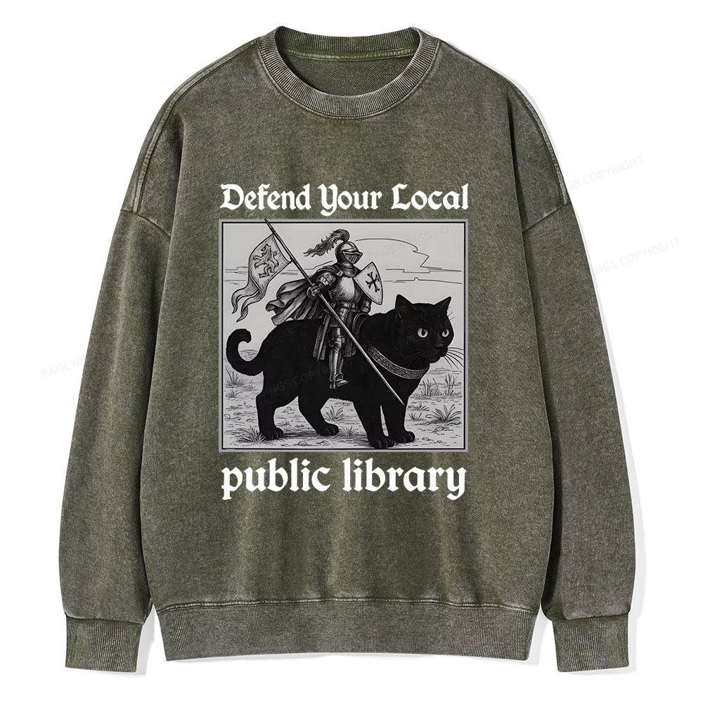 Pagewings Defend Your Local public library Unisex Washed Sweatshirt