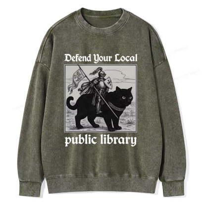 Pagewings Defend Your Local public library Unisex Washed Sweatshirt
