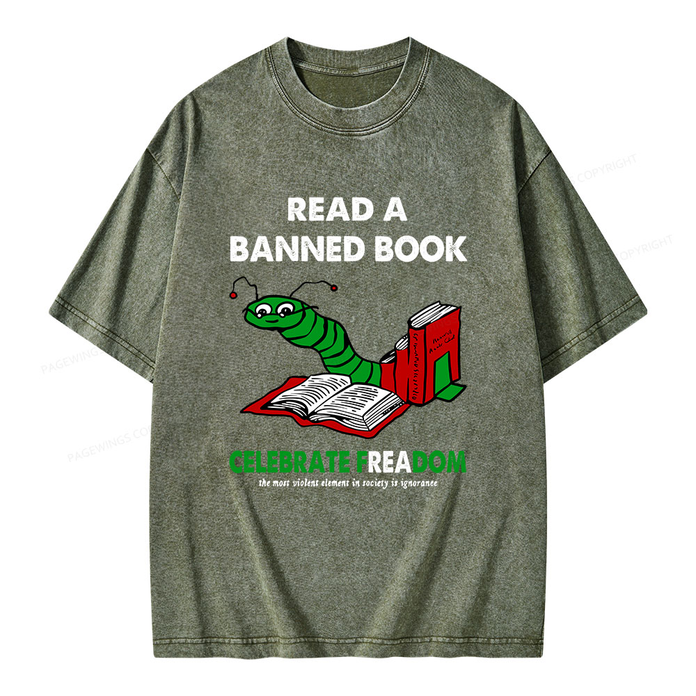 Pagewings Read A Banned Book Unisex Washed T-shirt