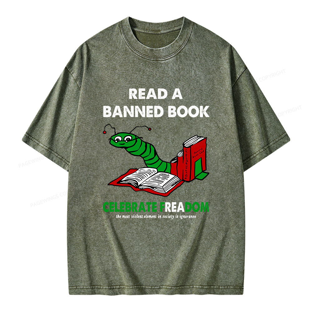 Pagewings Read A Banned Book Unisex Washed T-shirt