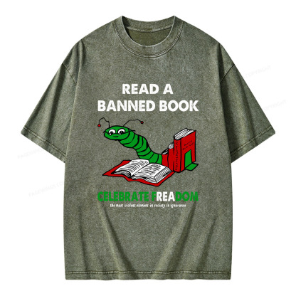 Pagewings Read A Banned Book Unisex Washed T-shirt