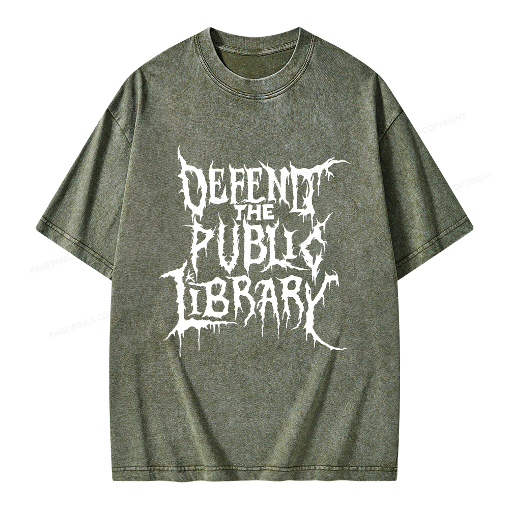 Pagewings Defend The Public Library Unisex Washed T-shirt