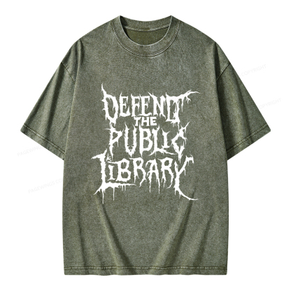 Pagewings Defend The Public Library Unisex Washed T-shirt