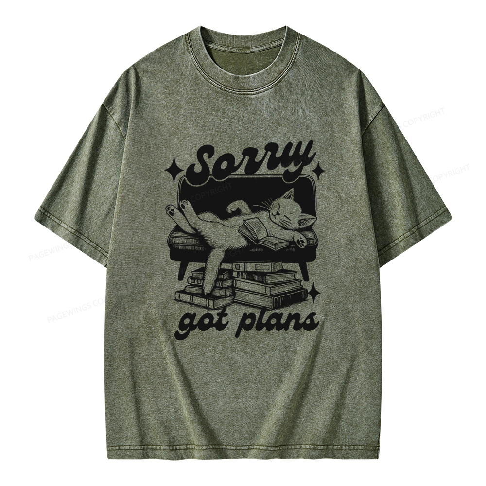 Pagewings Sorry Got Plans Unisex Washed T-shirt