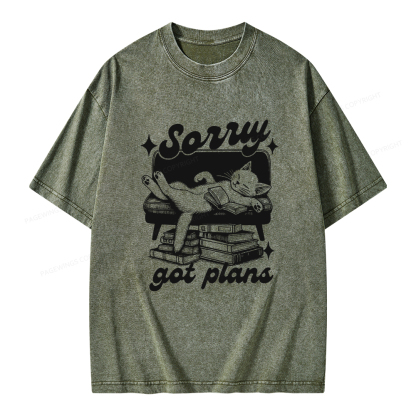 Pagewings Sorry Got Plans Unisex Washed T-shirt