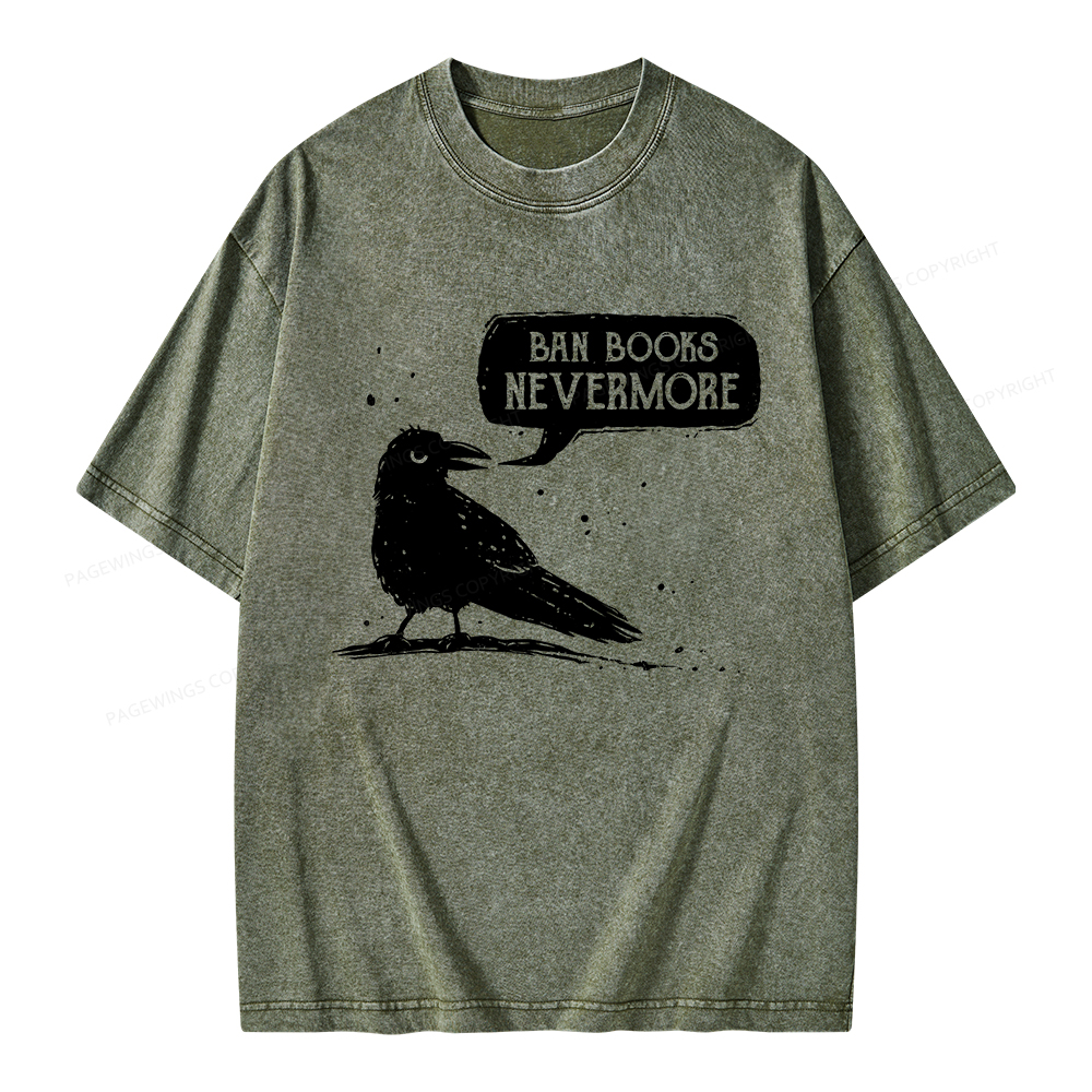 Pagewings Ban Books Nevermore Unisex Washed T-shirt