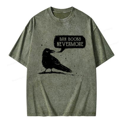 Pagewings Ban Books Nevermore Unisex Washed T-shirt